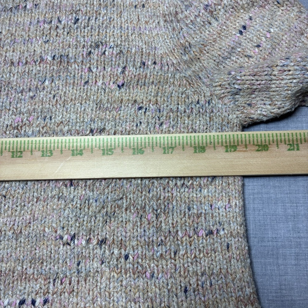 Pure Jill J. Jill Beige Marled Sweater Womens Medium Blanket Stitch Trim - Picture 9 of 12